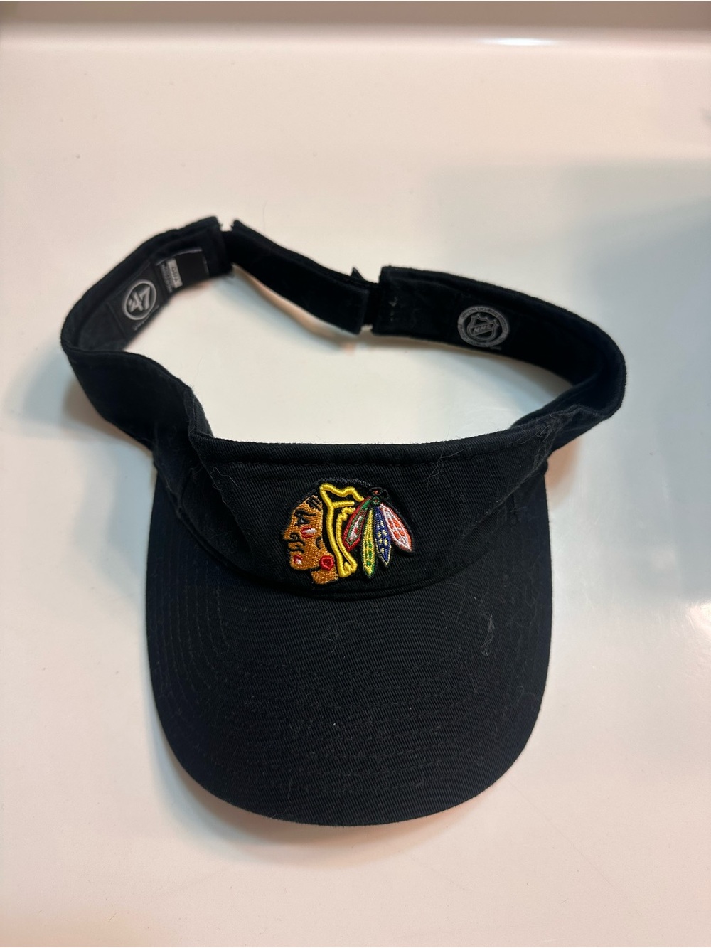 Black NHL Chicago Blackhawks Visor with Embroidered Logo